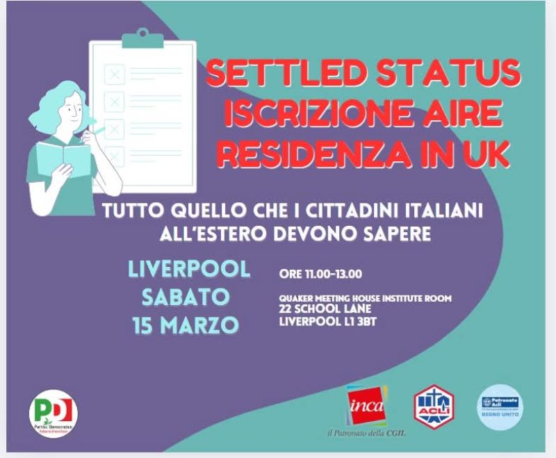 Settled Status: Iscrizione AIRE Residenza in UK - Patronato Acli Regno Unito