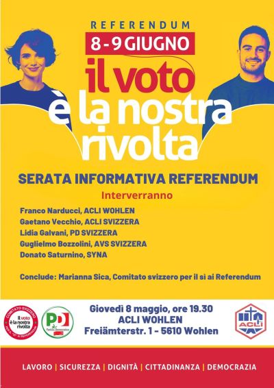 Il voto è la nostra rivolta - Circolo Acli Wohlen (Svizzera)