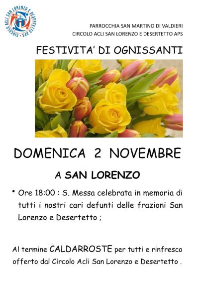 Festività di Ognissanti - San Lorenzo (CN) - Circolo Acli San Lorenzo e Desertetto (CN)