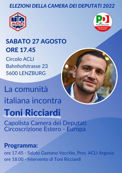 La comunità italiana incontra Toni Ricciardi - Acli Argovia