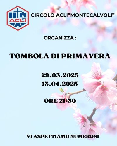 Tombola di primavera - Circolo Acli Montecalvoli (PI)