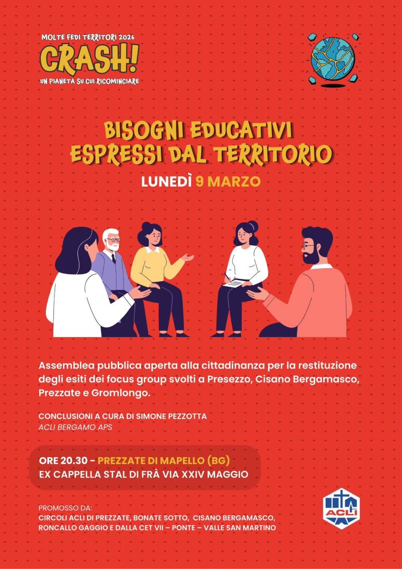 CRASH - BISOGNI EDUCATIVI ESPRESSI DAL TERRITORIO - PREZZATE DI MAPELLO (BG) - CIRCOLI ACLI DI PREZZATE, BONATE SOTTO, CISANO BERGAMASCO, RONCALLO GAGGIO