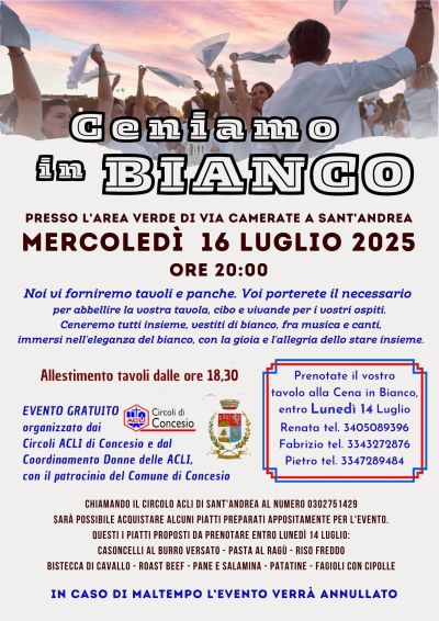 Ceniamo in Bianco - Concesio (BS) - Circoli Acli Concesio (BS)