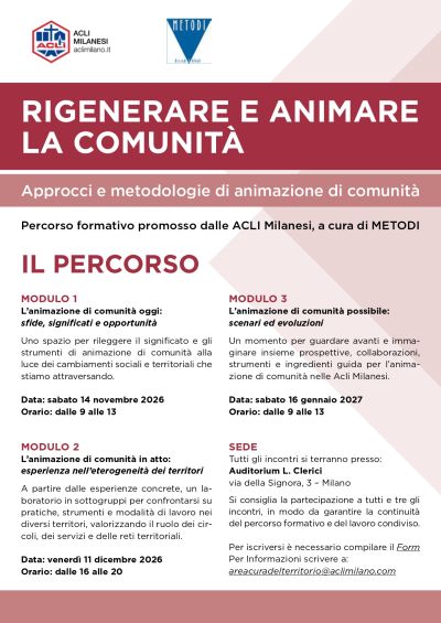 RIGENERARE E ANIMARE LA COMUNITA' - MILANO - ACLI MILANESI