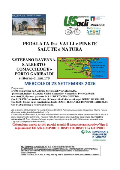 PEDALATE FRA VALLI E PINETE - SALUTE E NATURA - APERTO A TUTTI - PROGRAMMA - RAVENNA (RA) - US ACLI RAVENNA - CIRCOLO ACLI S. STEFANO (RA)