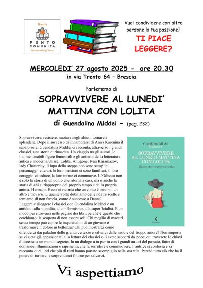 Presentazione del libro "Sopravvivere al Lunedì Mattina con Lolita" - Brescia - Circolo Acli Cristo Re (BS)