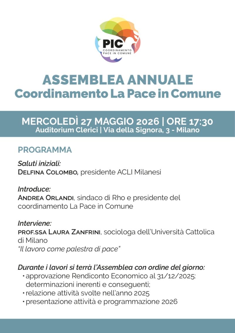 ASSEMBLEA ANNUALE COORDINAMENTO LA PACE IN COMUNE - MILANO