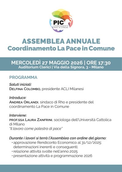 ASSEMBLEA ANNUALE COORDINAMENTO LA PACE IN COMUNE - MILANO