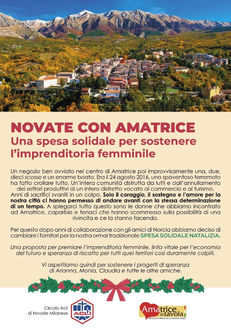 Novate con Amatrice: Una spesa solidale per sostenere l&#039;imprenditoria femminile - Circolo Acli Novate Milanese (MI)