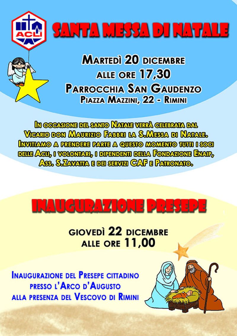Santa Messa di Natale e Inaugurazione Presepe - Rimini - Acli Rimini (RN)