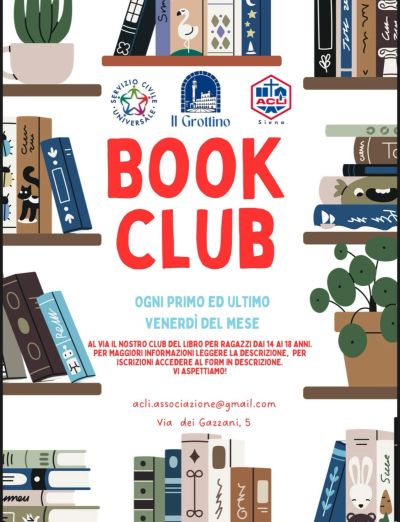 BOOK CLUB - OGNI PRIMO E ULTIMO VENERDÌ DEL MESE - PER I RAGAZZI DAI 14 AI 18 ANNI - ACLI SIENA (SI) - SIENA (SI)