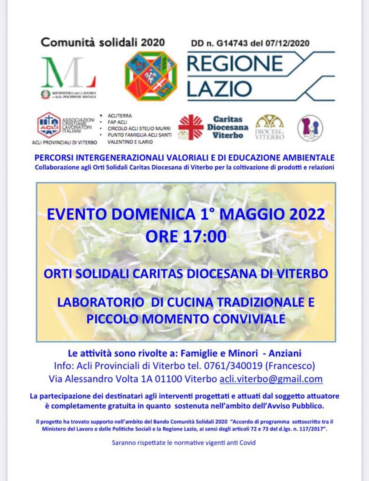 Orti solidali e laboratorio di cucina tradizionale - Acli Viterbo (VT) e Circolo Acli Stelio Murri (VT)