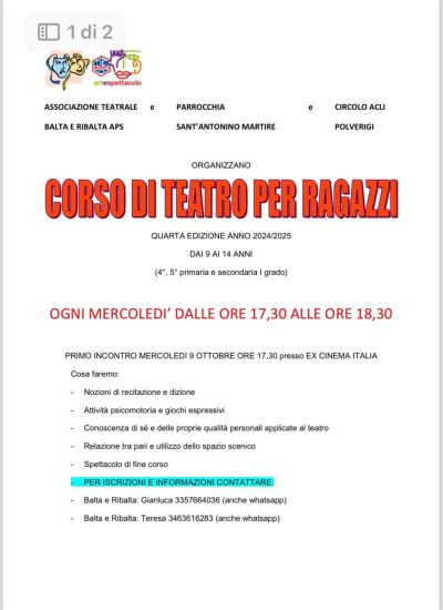 Corso di teatro per ragazzi - Circolo Acli Polverigi (AN)