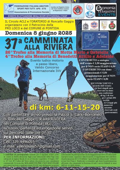 37ª Camminata alla riviera - Pontida (BG) - Circolo Acli Roncallo Gaggio (BG)