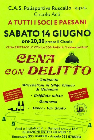 Cena con Delitto - Ruscello (AR) - Circolo Acli Ruscello (AR)