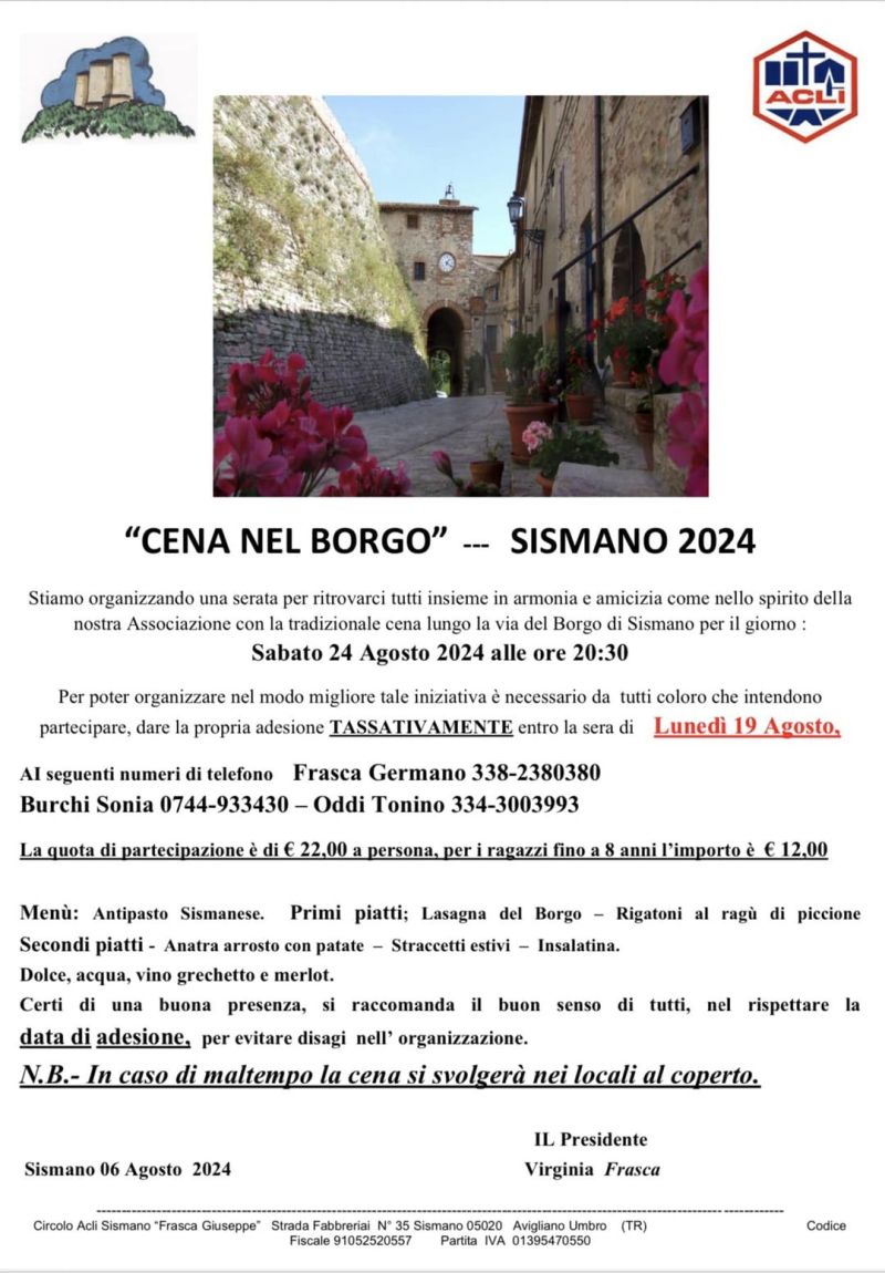 Cena nel Borgo - Circolo Acli Sismano (TR)