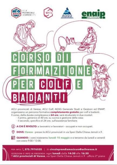 Corso di formazione per colf e badanti - Acli Varese ed Enaip Lombardia (VA)