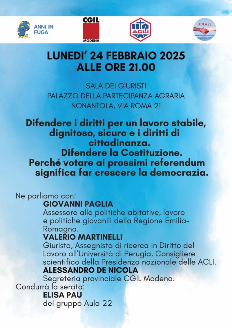 Perché votare ai prossimi referendum significa far crescere la democrazia - Circolo Anni in Fuga aff. Acli Modena (MO)