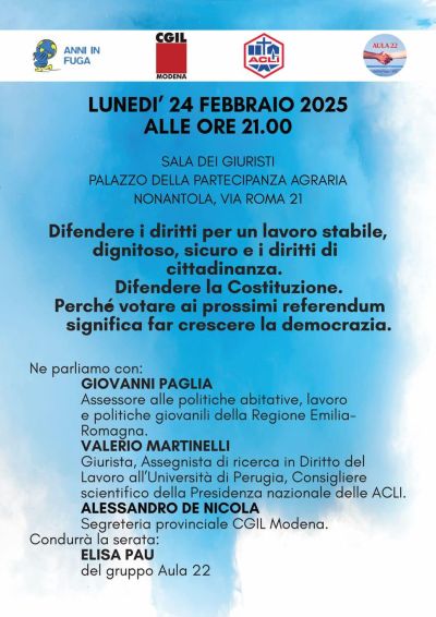 Perché votare ai prossimi referendum significa far crescere la democrazia - Circolo Anni in Fuga aff. Acli Modena (MO)