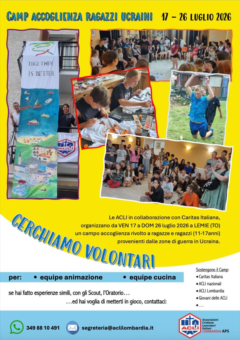 CAMP ACCOGLIENZA RAGAZZE/I UCRAINI 2026 - CERCHIAMO VOLONTARI