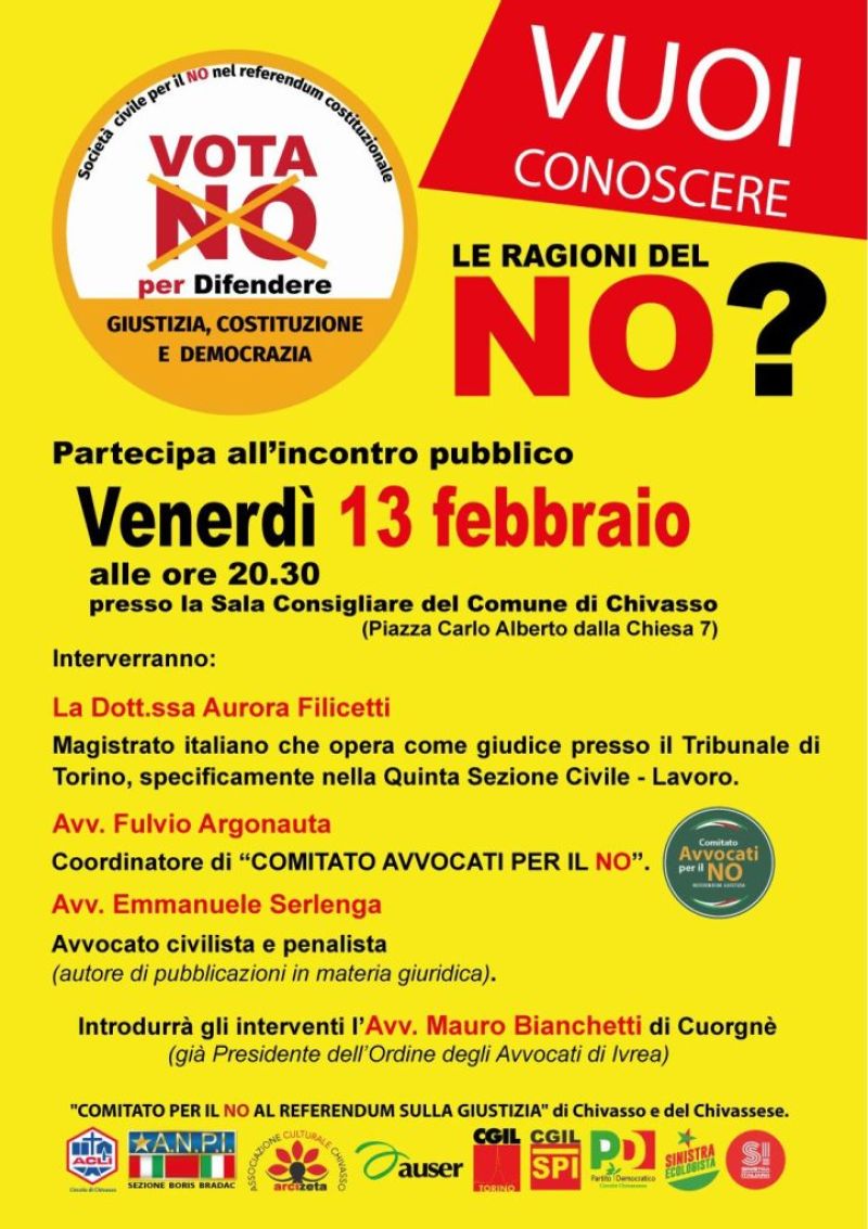 VUOI CONOSCERE LE RAGIONI DEL NO? - CHIVASSO (TO)