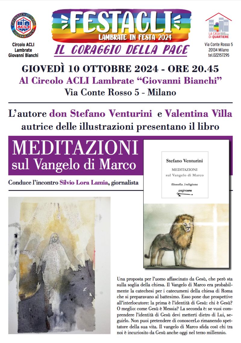 Presentazione libro "Meditazioni sul Vangelo di Marco" - Circolo Acli Lambrate (MI)