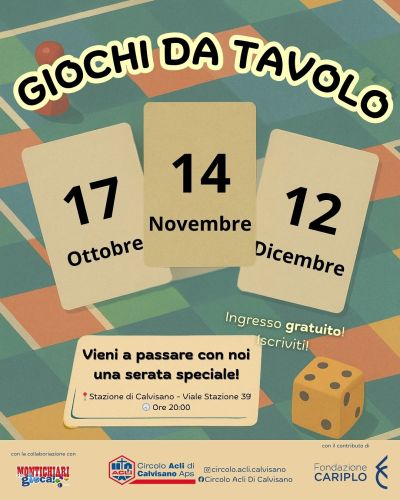 Giochi da tavolo - Calvisano (BS) - Circolo Acli Calvisano (BS)