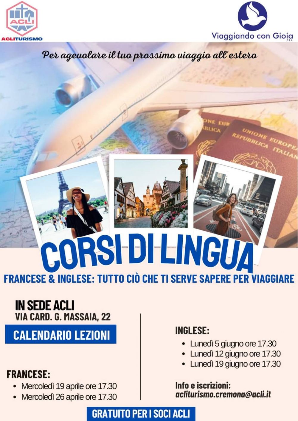 Corsi di lingua: Francese e Inglese - AcliTurismo Cremona (CR)