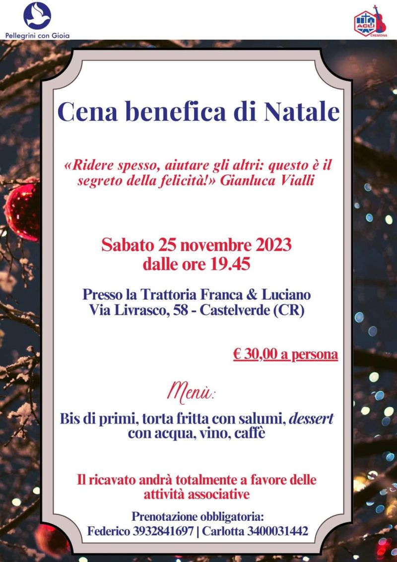 Cena benefica di Natale - Acli Cremona (CR)