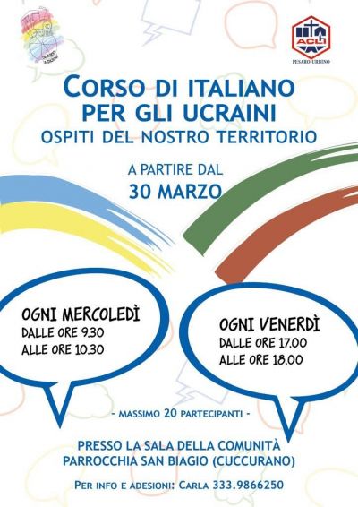 Corso di italiano per gli ucraini - Acli Pesaro Urbino (PU)