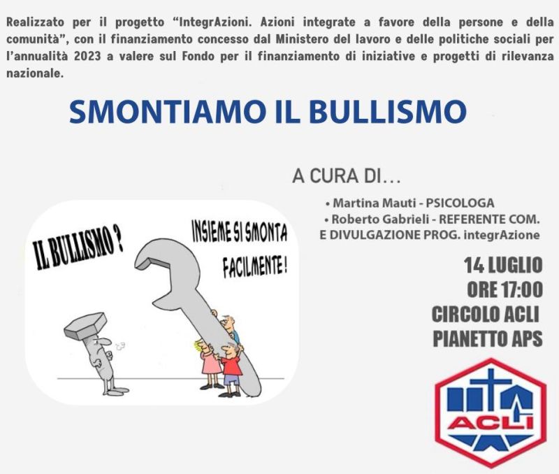 Smontiamo il bullismo - Pianetto (CS) - Circolo Acli Pianetto (CS)