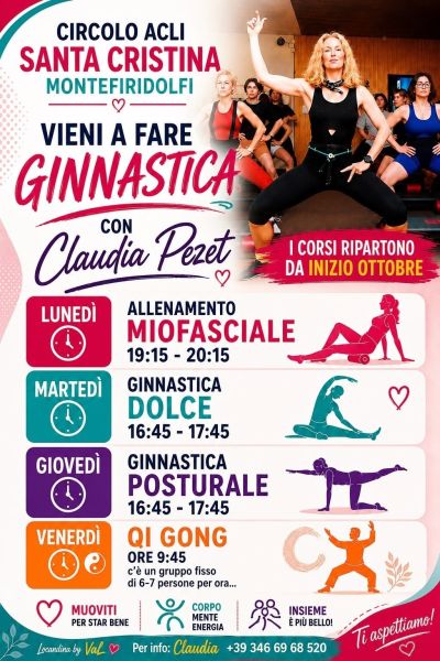 VIENI A FARE GINNASTICA CON CLAUDIA PEZET - CIRCOLO ACLI SANTA CRISTINA MONTEFIRIDOLFI (FI)
