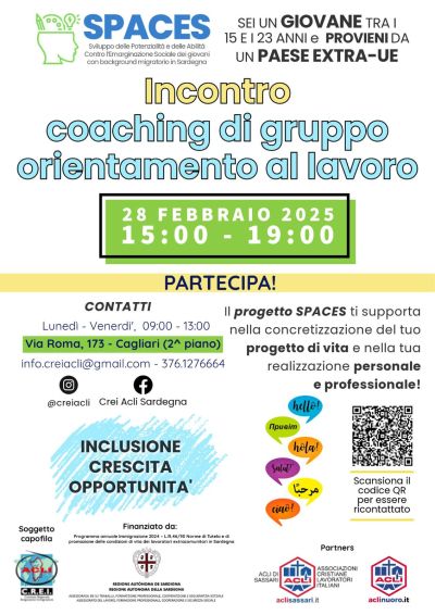 Incontro coaching di gruppo, orientamento al lavoro - CREI Acli Sardegna (CA)