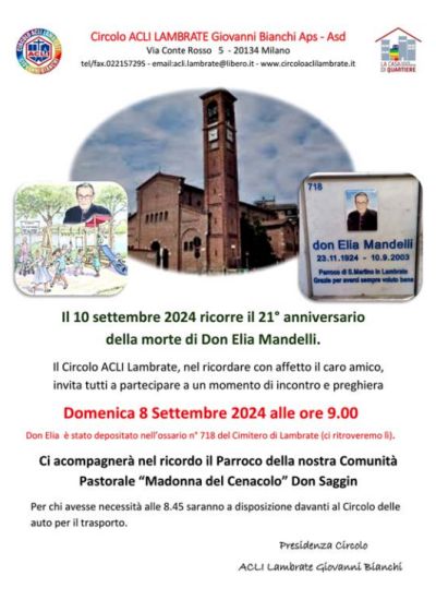 21° anniversario della morte di Don Elia Mandelli - Circolo Acli Lambrate (MI)