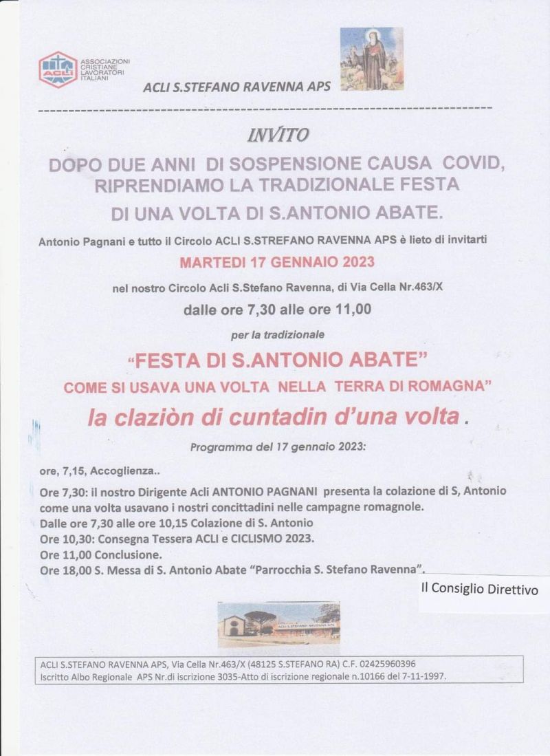 Festa di San Antonio Abate - Circolo Acli S. Stefano (RA)