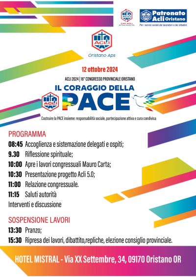 16° Congresso Provinciale: Il Coraggio della Pace - Acli Oristano (OR)