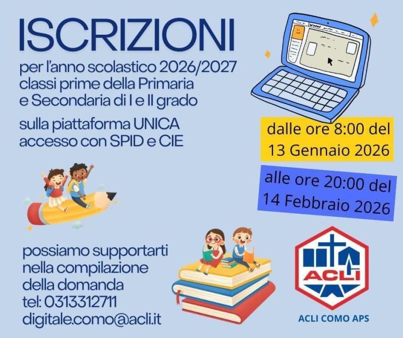 ISCRIZIONI PER L'ANNO SCOLASTICO 2026/2027 -  ACLI COMO APS (CO)
