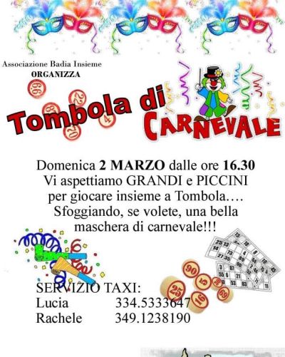 Tombola di Carnevale - Ass. Badia Insieme e Acli Pisa e Lucca (PI)
