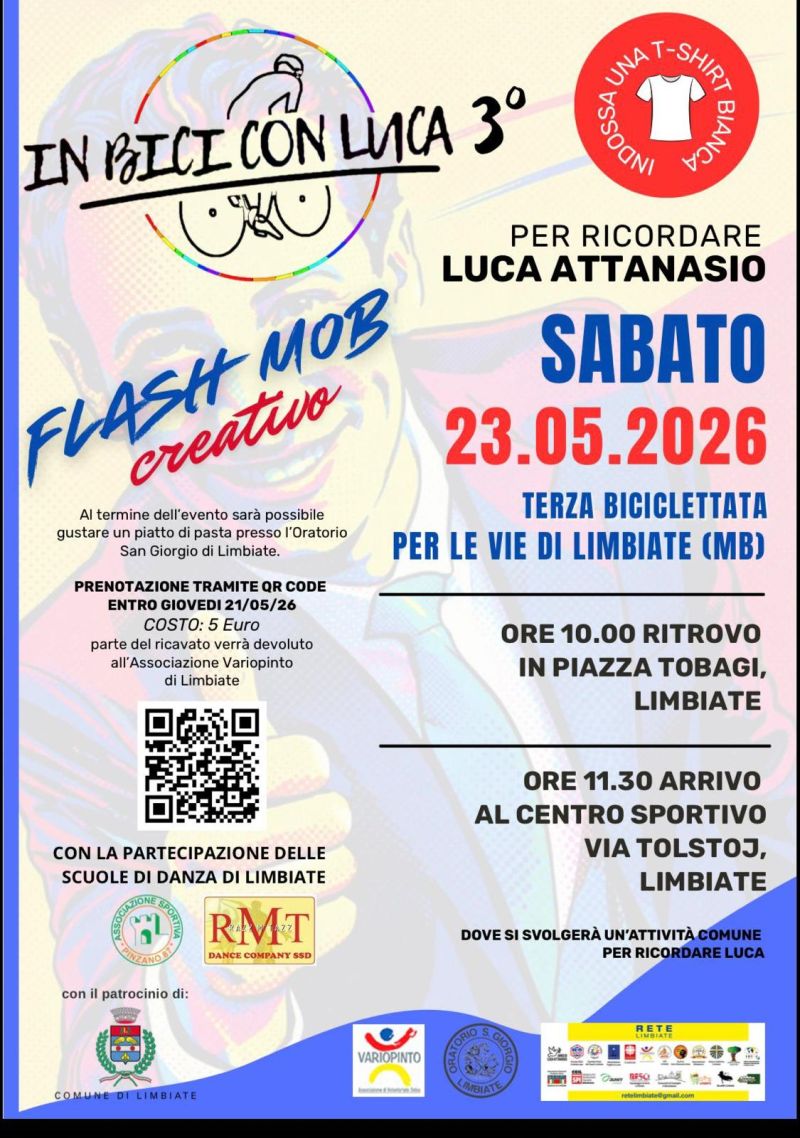 IN BICI CON LUCA - FLASH MOB CREATIVO - PER RICORDARE LUCA ATTANASIO - LIMBIATE (MB)