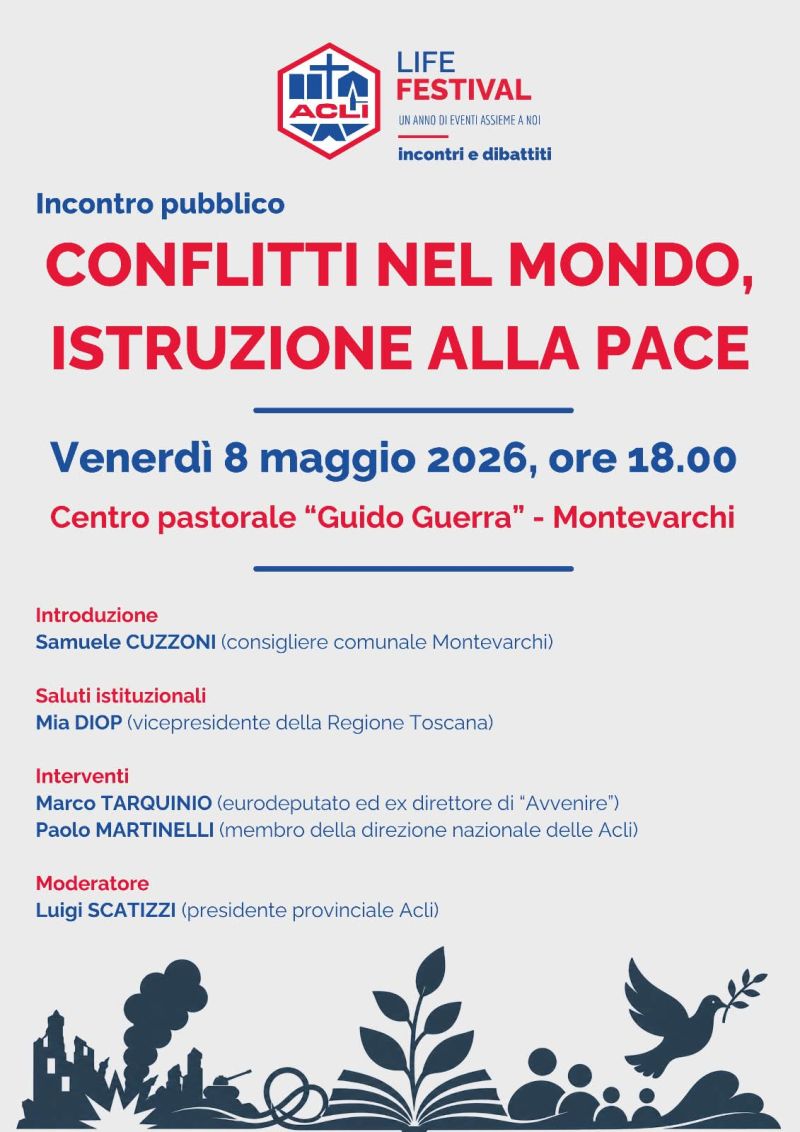 CONFLITTI NEL MONDO, ISTRUZIONI ALLA PACE - INCONTRO PUBBLICO - MONTEVARCHI (AR) - ACLI AREZZO (AR)