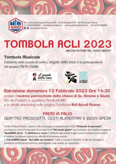 Tombola Acli 2023 - Acli Ascoli Piceno (AP)