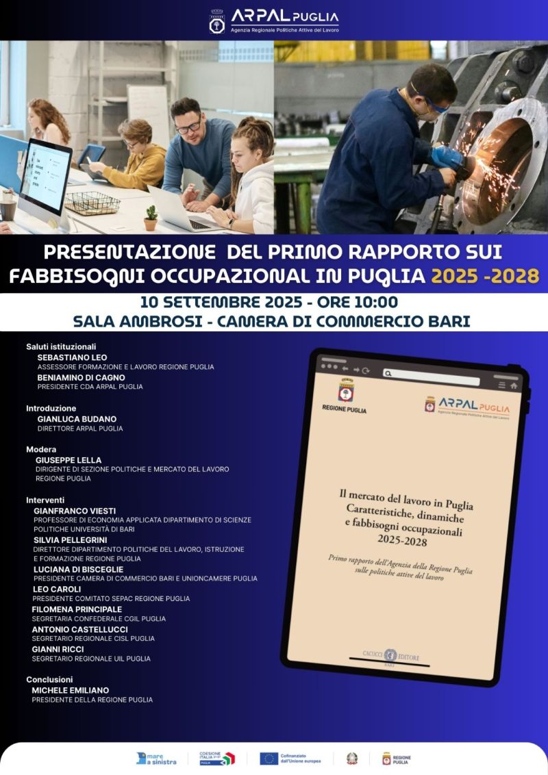 Presentazione Del Primo Rapporto Sui Fabbisogni Occupazionali in Puglia 2025-2028 - Bari - Acli Puglia
