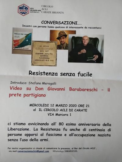 Resistenza senza fucile - Acli Milano e Circolo Acli Carate Brianza (MI)