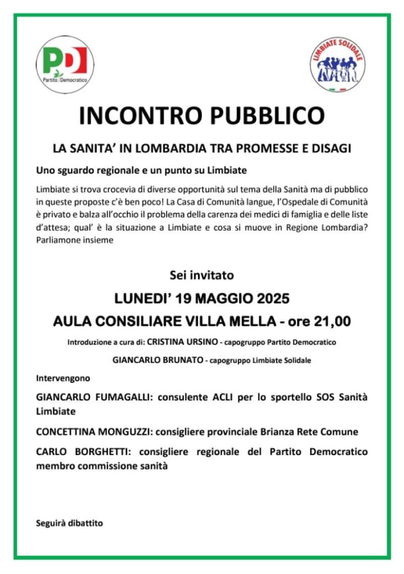 La sanità in Lombardia tra promesse e disaggi - Circolo Acli Limbiate (MI)