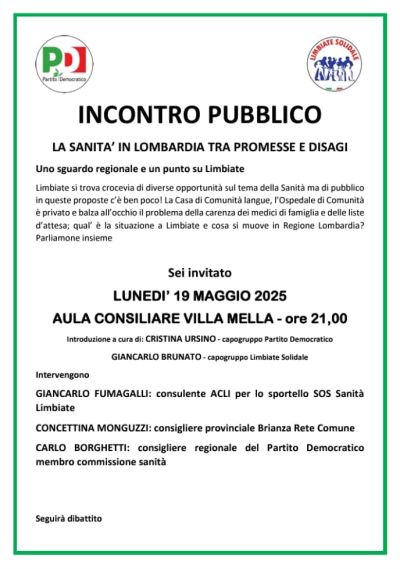 La sanità in Lombardia tra promesse e disaggi - Circolo Acli Limbiate (MI)