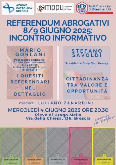 Referendum abrogativi: 8-9 giugno 2025 - Circolo Acli Urano Della (BS) - Urago Mella (BS)