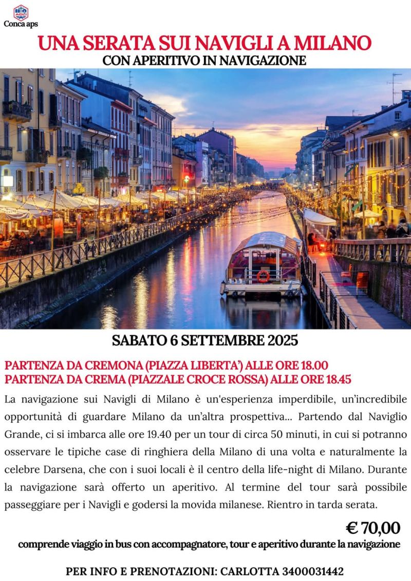 Una serata su Navigli a Milano - Circolo Acli Conca (CR)
