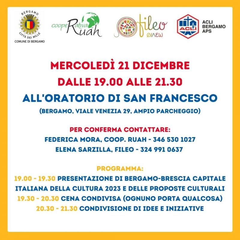 Presentazione di Bergamo-Brescia Capitale Italiana della Cultura 2022 - Acli Bergamo (BG)
