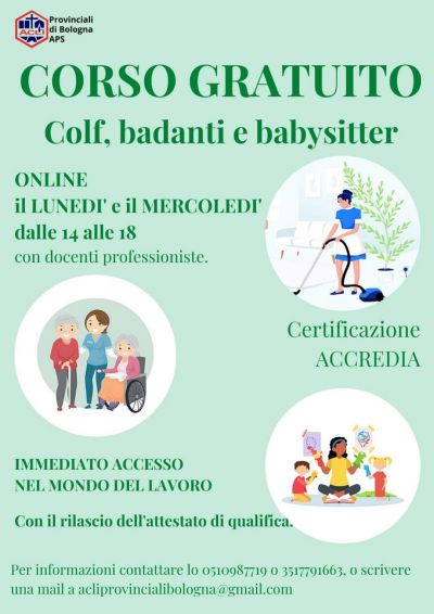 Corso gratuito: Colf, Badanti e babysitter - Acli Bologna (BO)