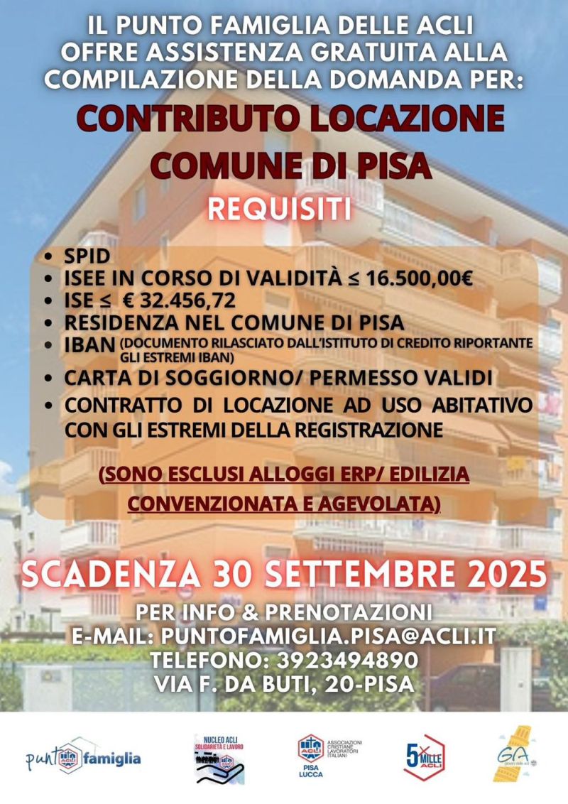 Contributo Locazione Comune di Pisa - Pisa - Acli Pisa e Lucca (PI)
